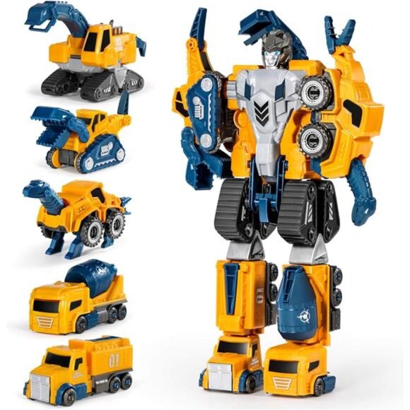 Toddler Robot Construction Vehicles Set – 5Pcs Transforming Robots for Kids - Picture 1 of 8
